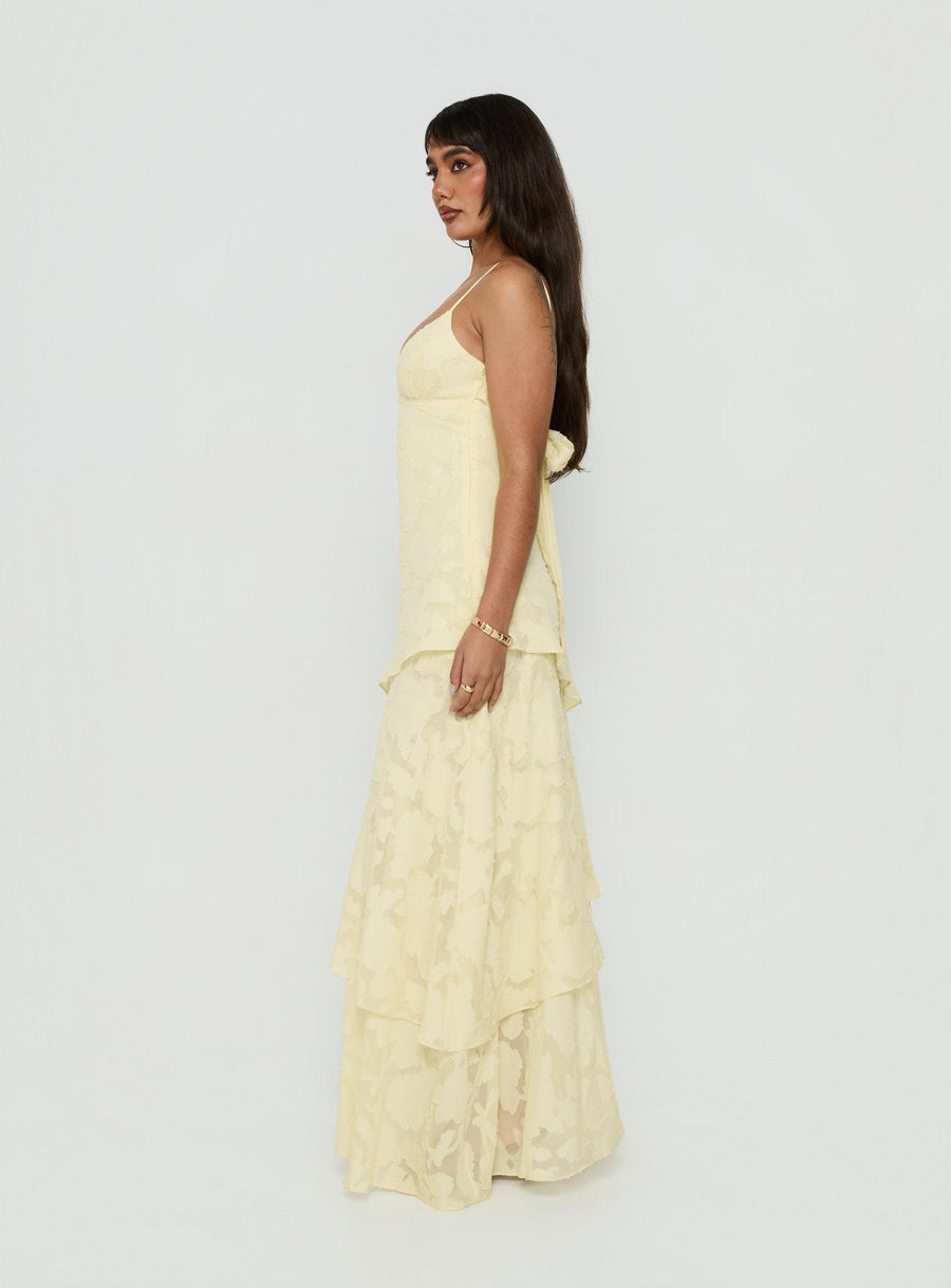 Lyricah Tiered Tie Back Maxi Dress Yellow · photo 4