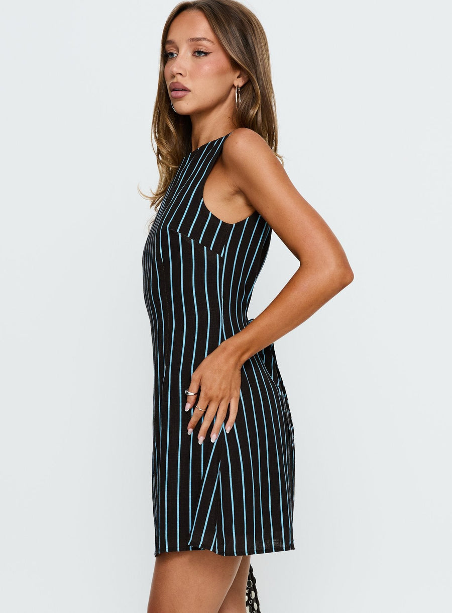 Alfalfa Shift Mini Dress Brown / Blue Stripe · photo 4