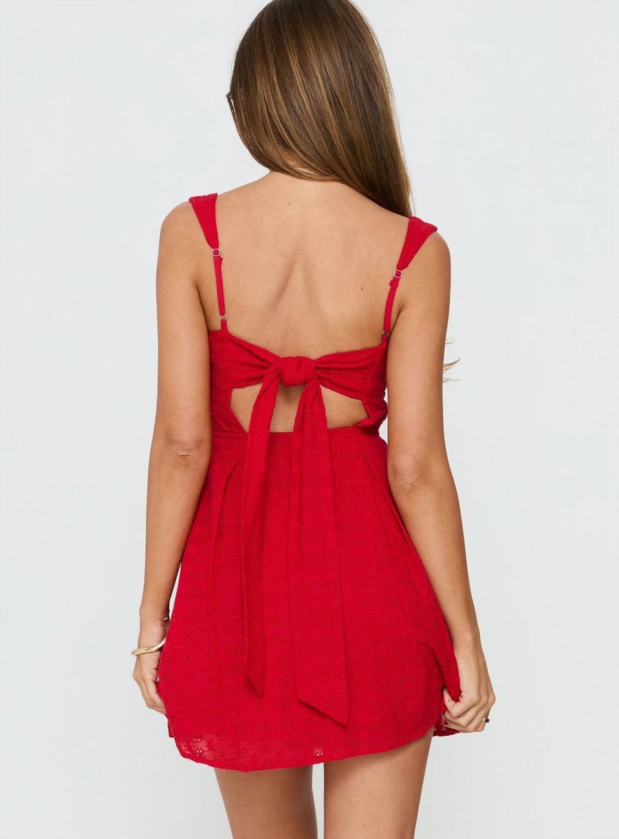 Xanthus Embroidered Mini Dress Red · photo 4