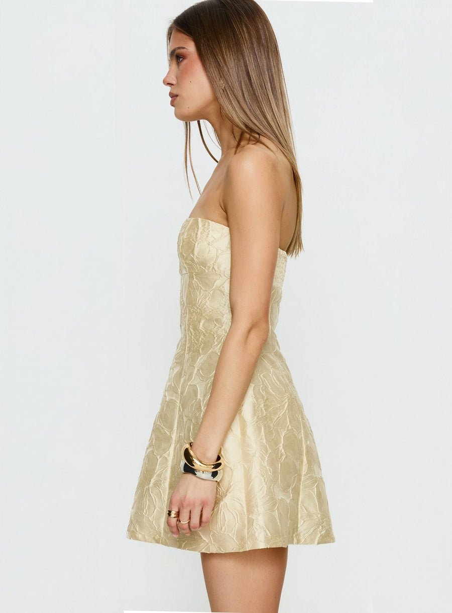 Cross Your Heart Strapless Mini Dress Lemon · photo 3