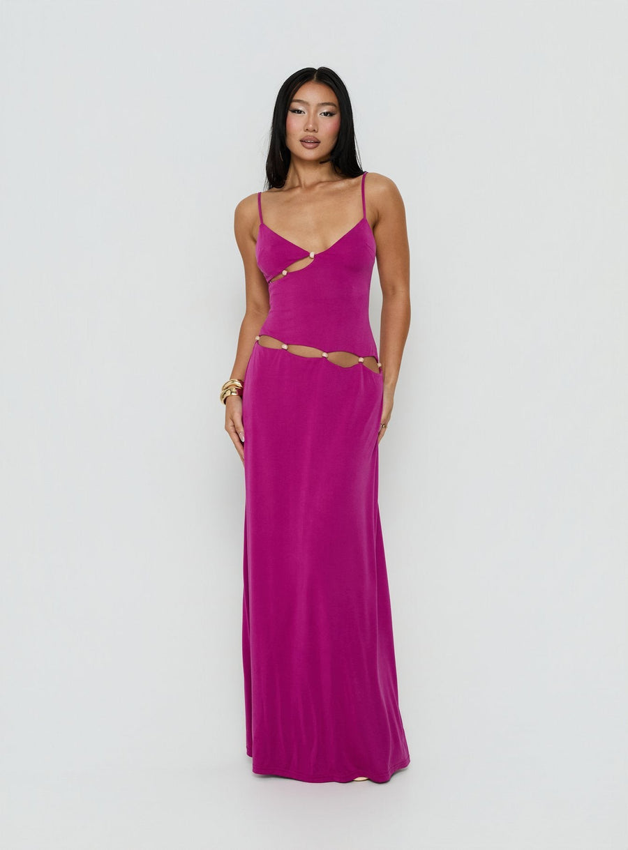 Allspice Beaded Maxi Dress Plum · photo 2