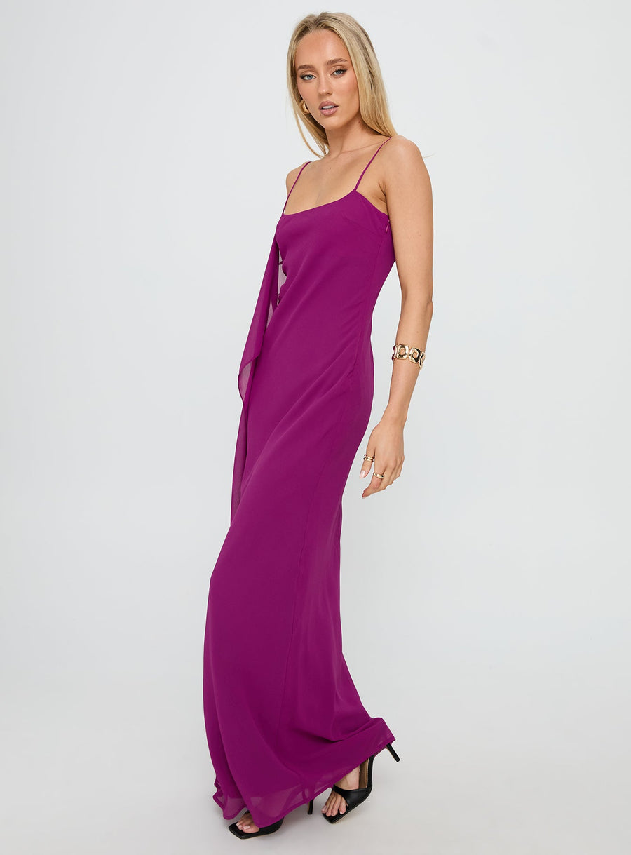 Syrina Cowl Neck Scarf Maxi Dress Berry · photo 4