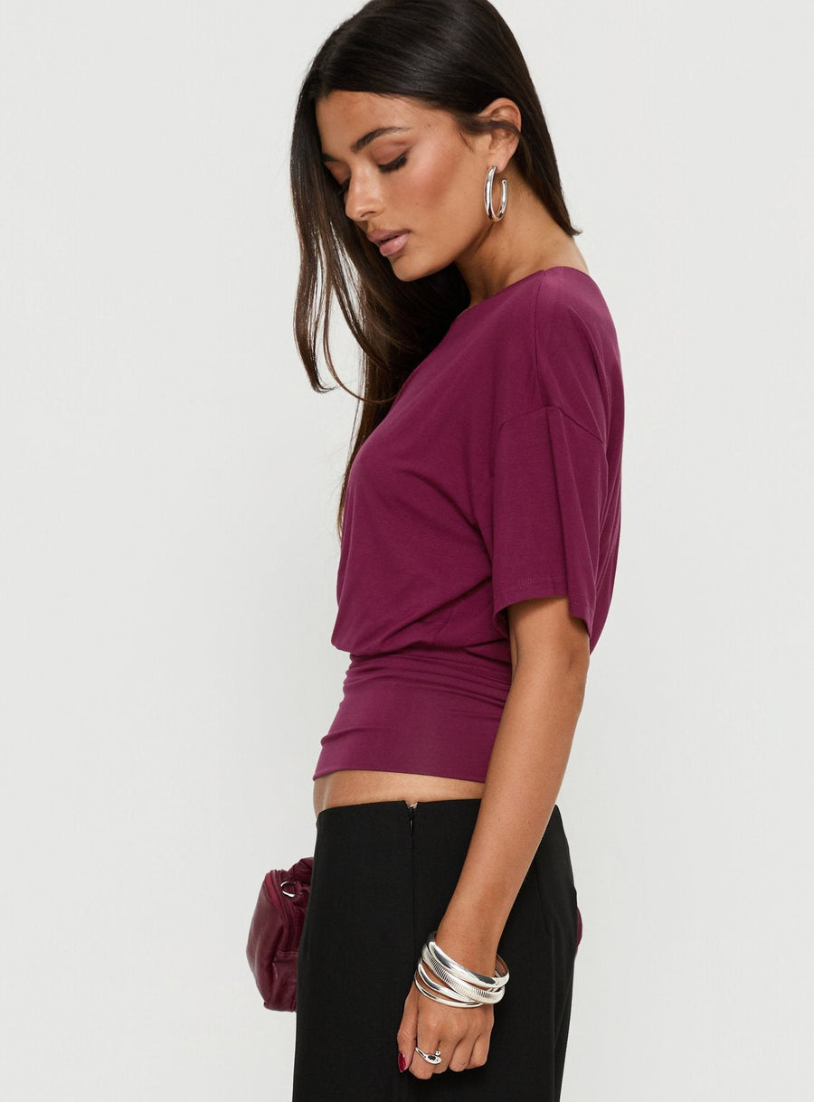 Ashlinn Off Shoulder Drapey Top Cherry Lacquer · photo 4