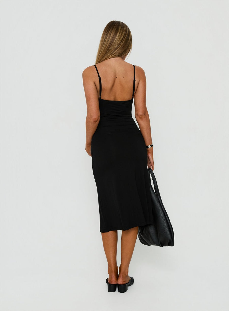 Evendra V Neck Cutout Midi Dress Black · photo 4
