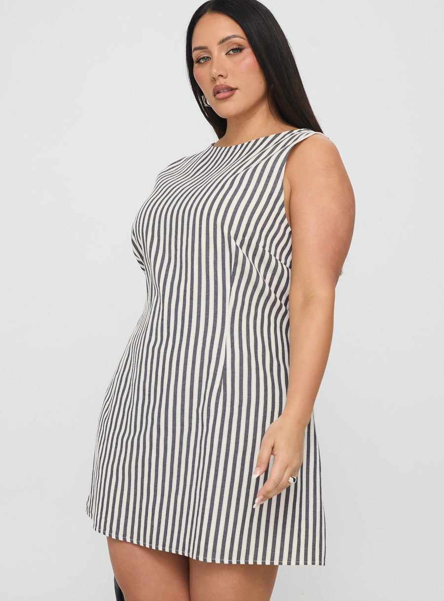 Alfalfa Shift Mini Dress Grey Stripe Curve · photo 4