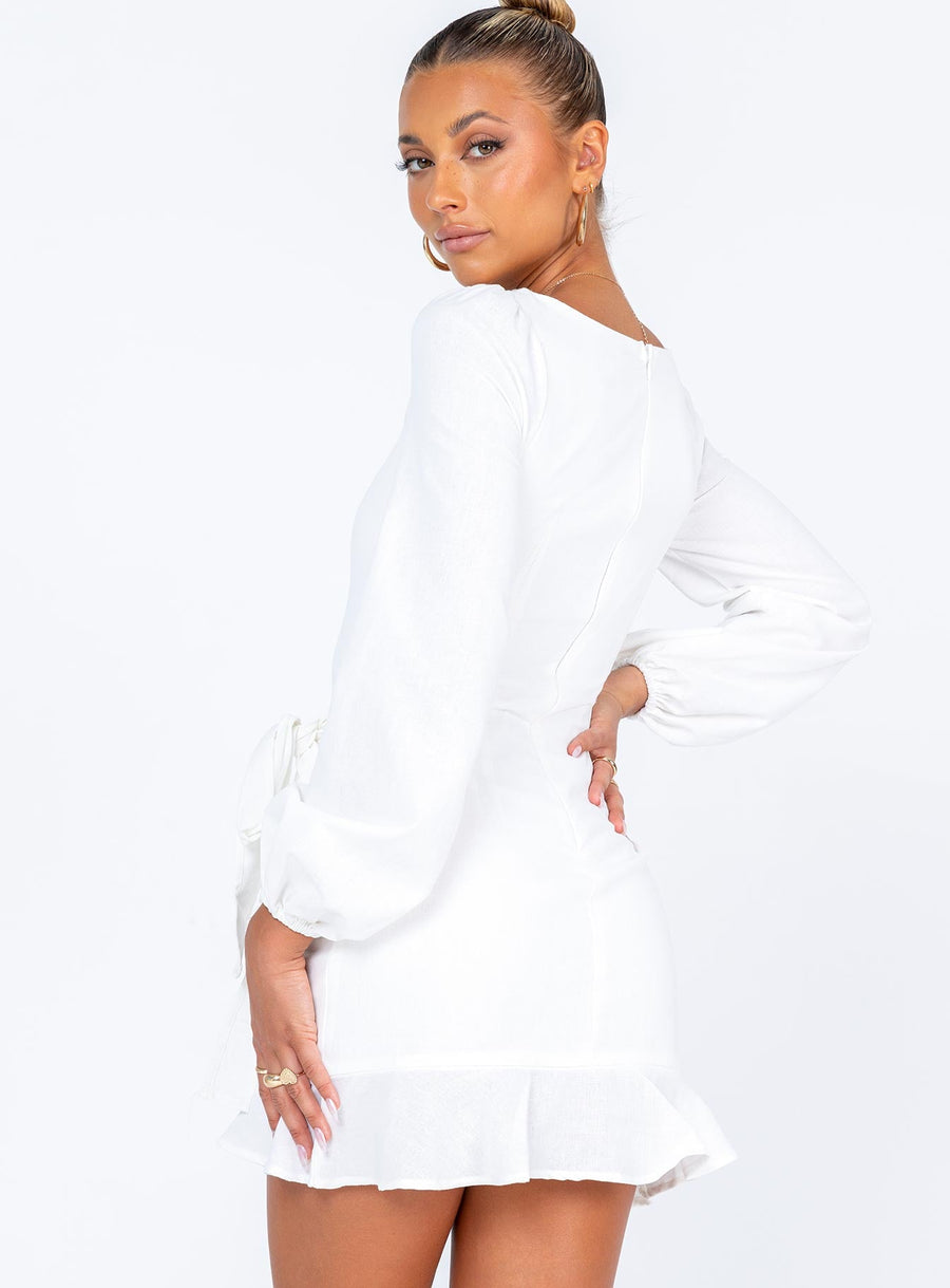 The Villa Long Sleeve Mini Dress White · photo 6