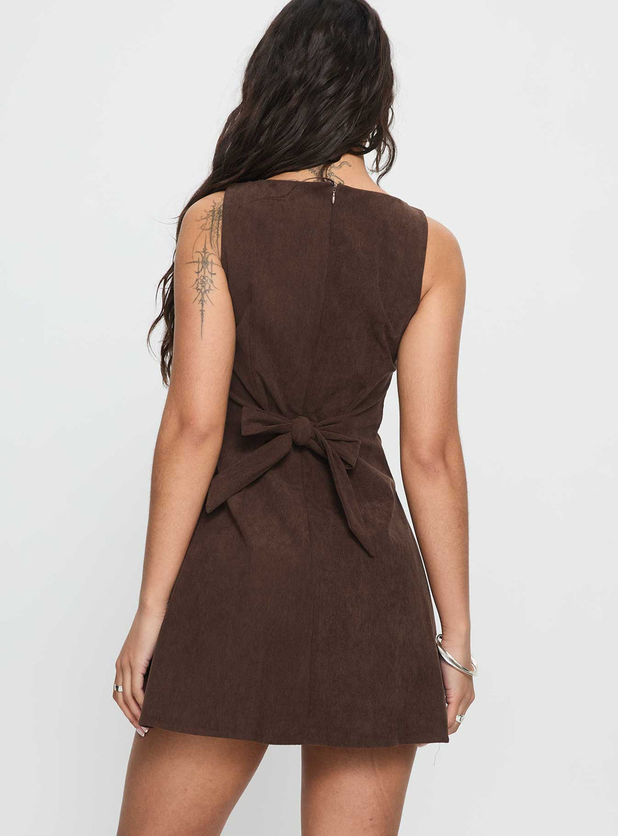Alfalfa Corduroy Mini Dress Chocolate · photo 5
