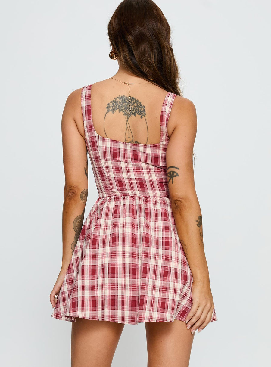 Ofeliah Mini Dress Red Check · photo 5