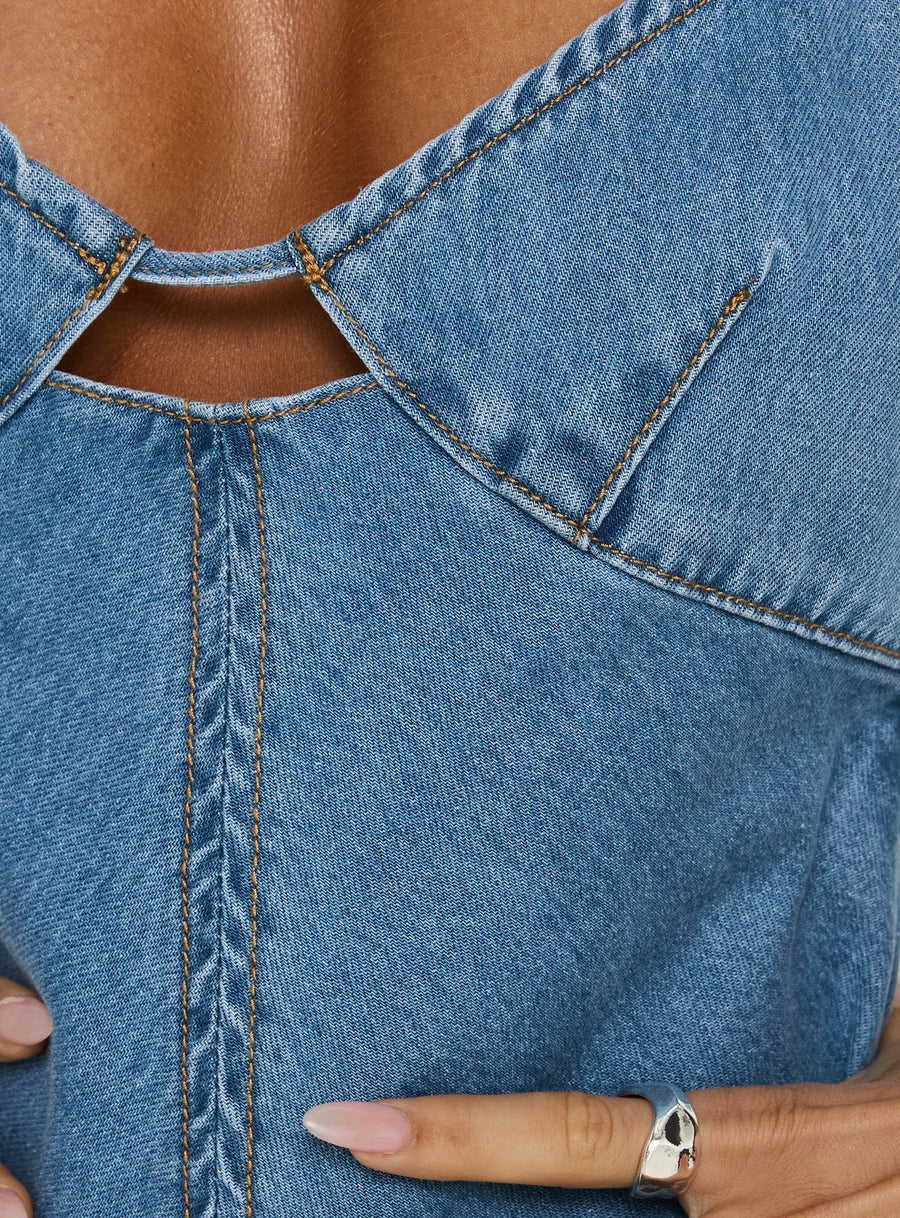 Arwen Denim Mini Dress Light Blue Wash · photo 5