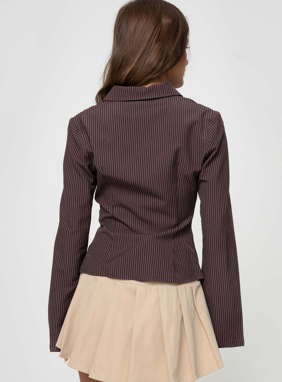 Anni Pinstripe Shirt Brown · photo 5