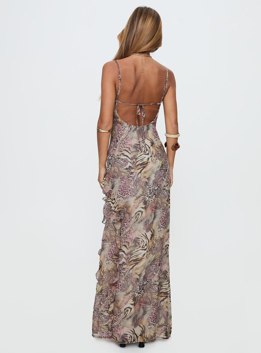 Sympathize Frill Split Maxi Dress Multi · photo 5