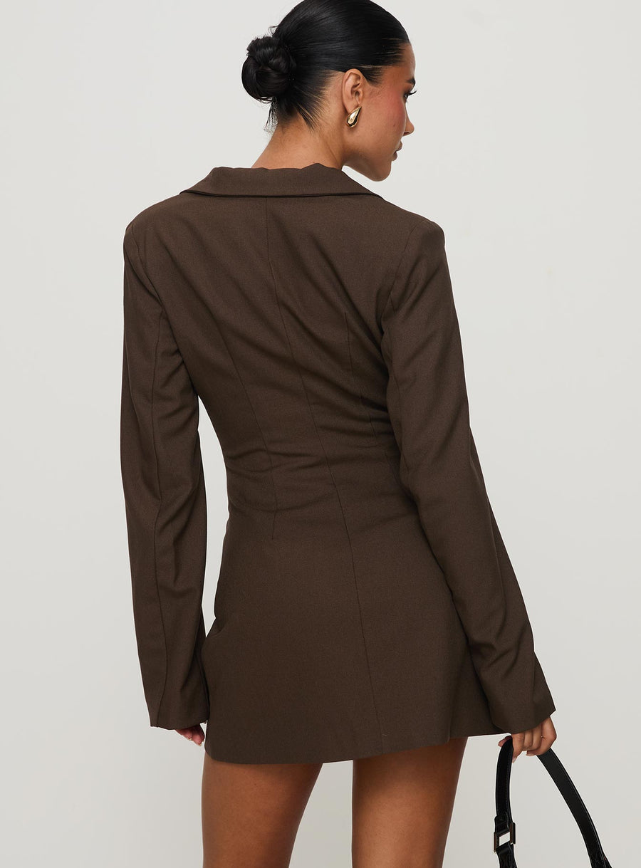 Dianah Blazer Mini Dress Brown · photo 4