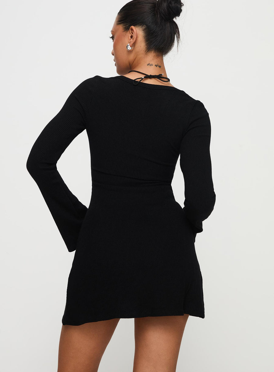 Best Interest Long Sleeve Mini Dress Black Tall · photo 4