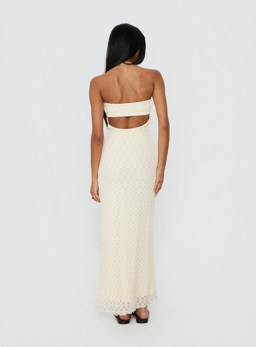 Aryela Strapless Textured Maxi Dress Cream · photo 5
