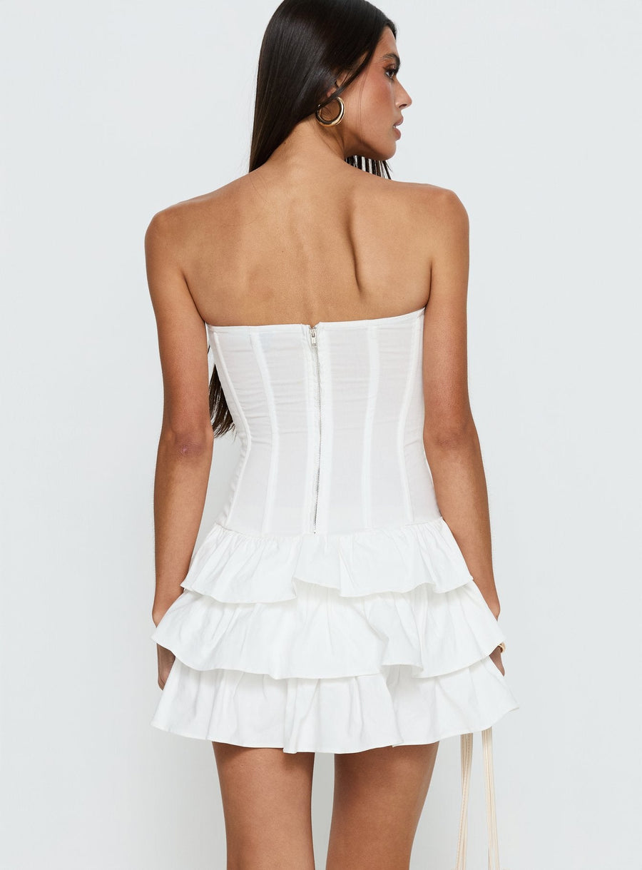 Valentia Tiered Mini Dress White · photo 5