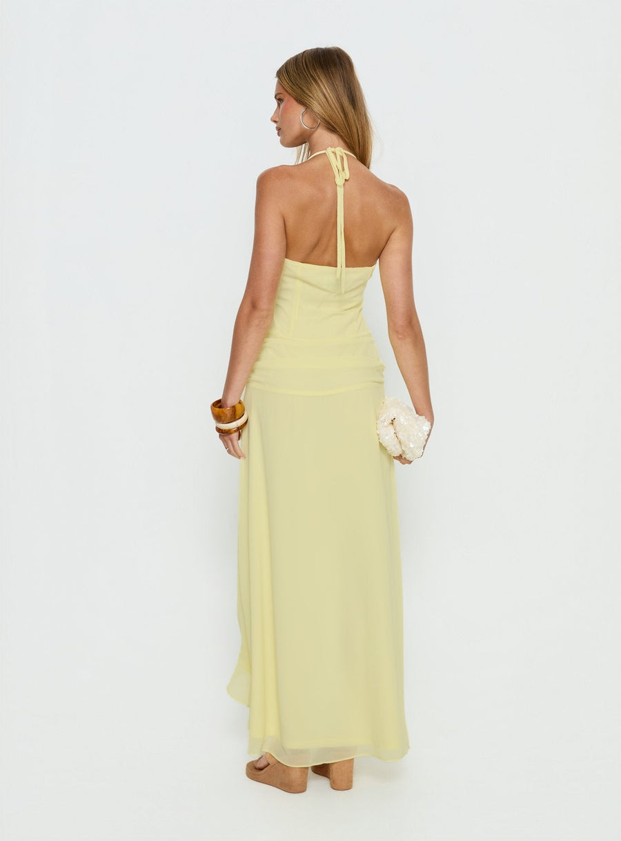 Roxine Asymmetrical Halter Maxi Dress Yellow · photo 4