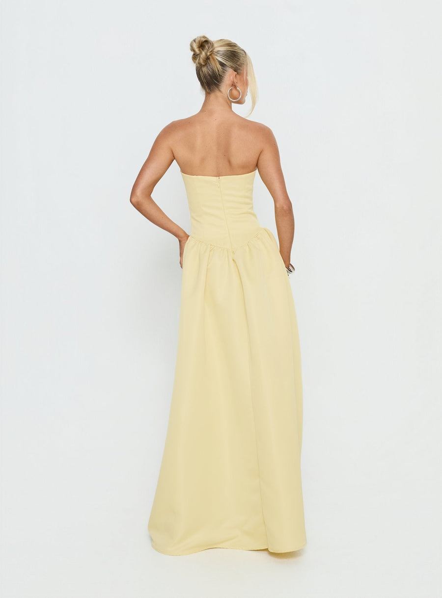 Soft Bloom Drop Waist Strapless Maxi Dress Yellow · photo 5
