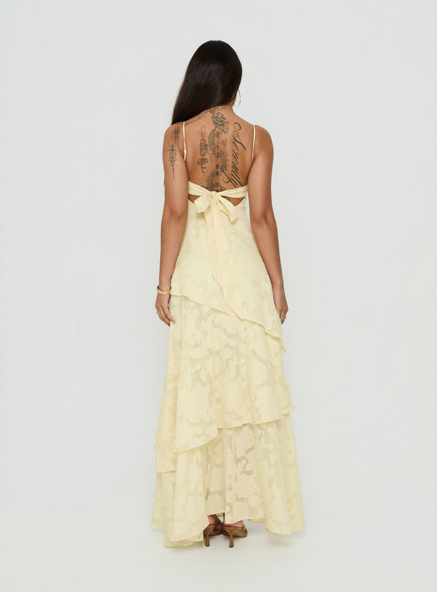 Lyricah Tiered Tie Back Maxi Dress Yellow · photo 5
