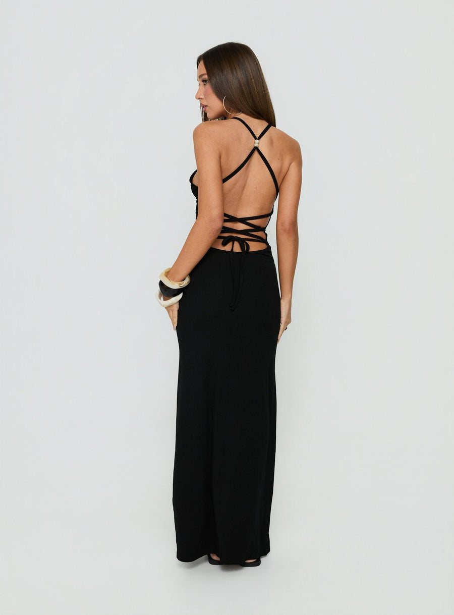 Pasita Halter Tie Up Maxi Dress Black · photo 5