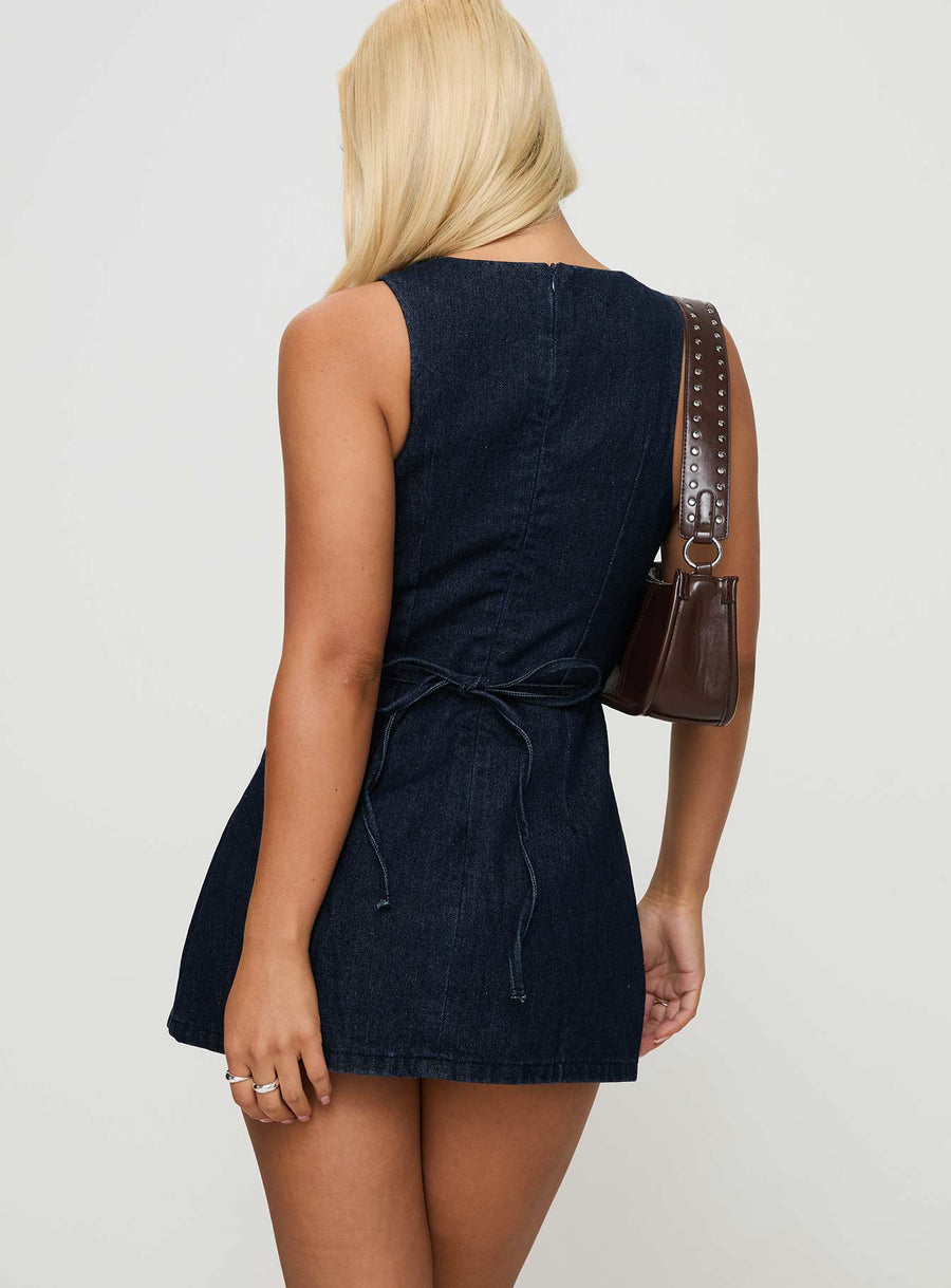 Ainsleigh Shift Denim Playsuit Dark Wash Petite · photo 5