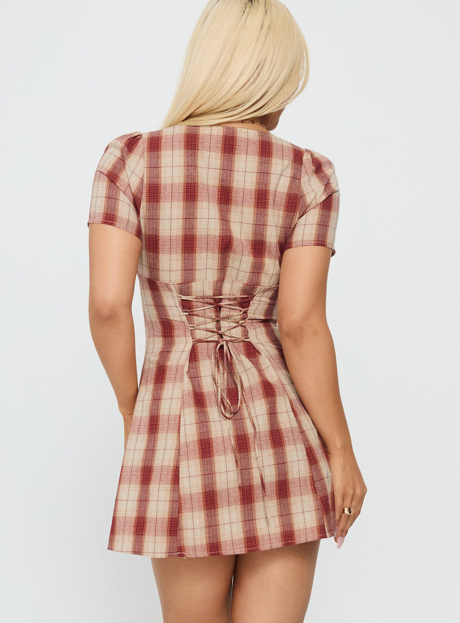 Twist Of Fate V Neck Mini Dress Plaid · photo 5