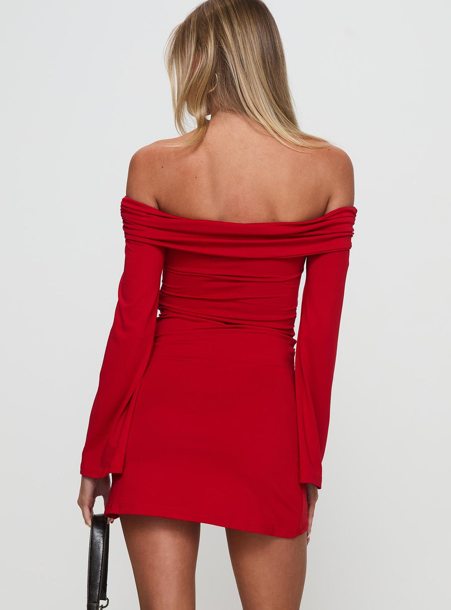 Vistoria Long Sleeve Mini Dress Red · photo 5