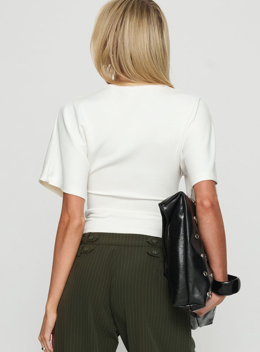 Arazia Cinched Short Sleeve Top White · photo 5