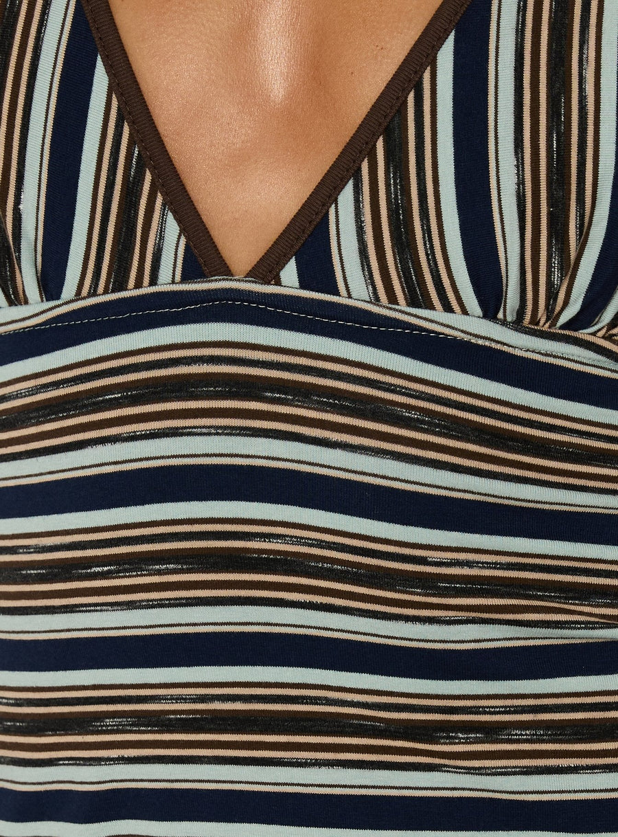 Alyza V Neck Mini Dress Blue Stripe · photo 5