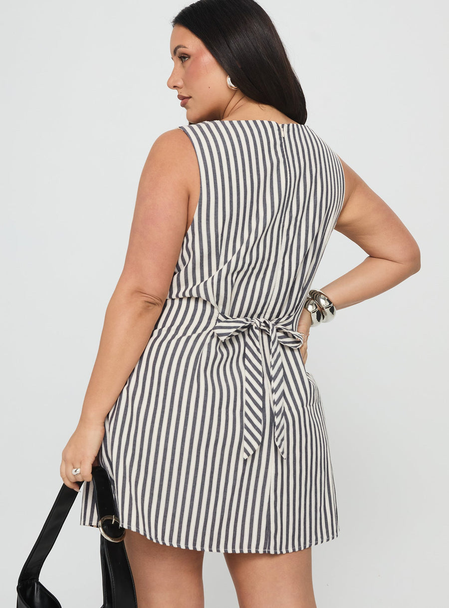 Alfalfa Shift Mini Dress Grey Stripe Curve · photo 5