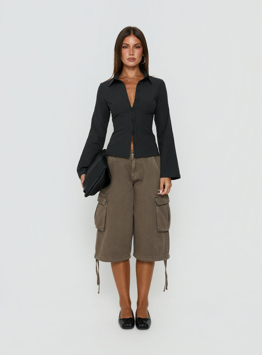 Anni Pinstripe Shirt Black · photo 6