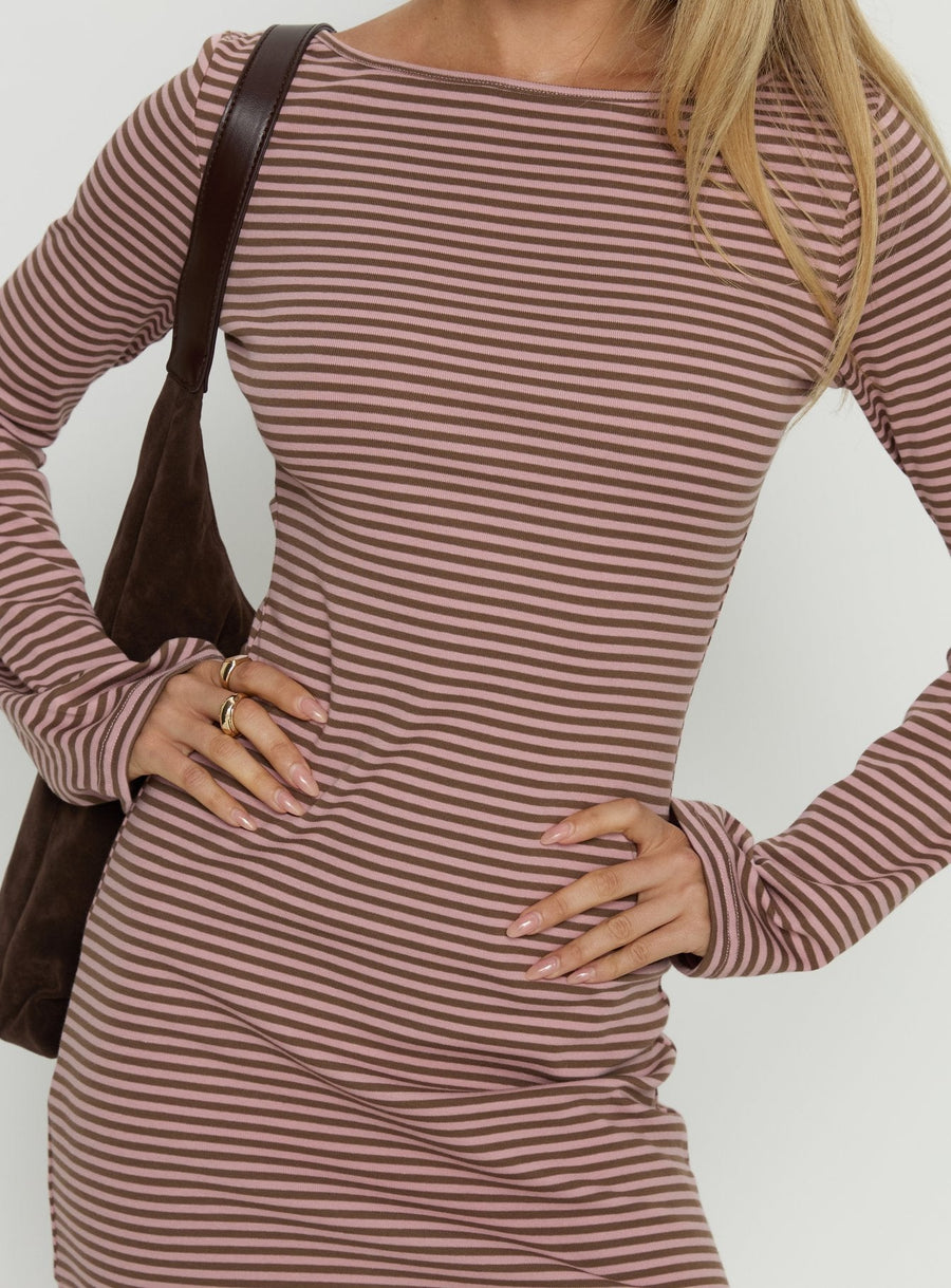 Bryanna Long Sleeve Mini Dress Pink / Brown · photo 6