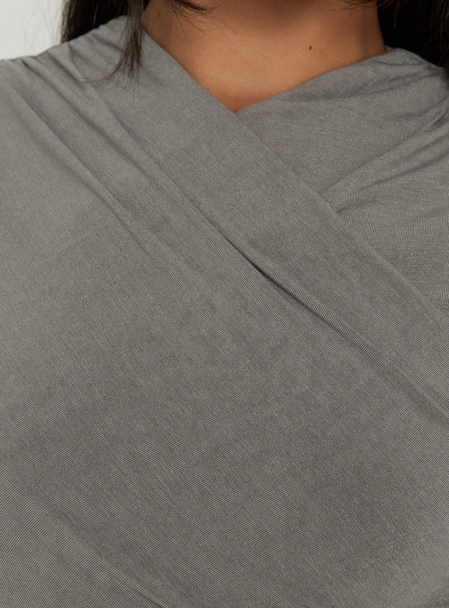 Kamona Crossover Ruched Mini Dress Grey · photo 6
