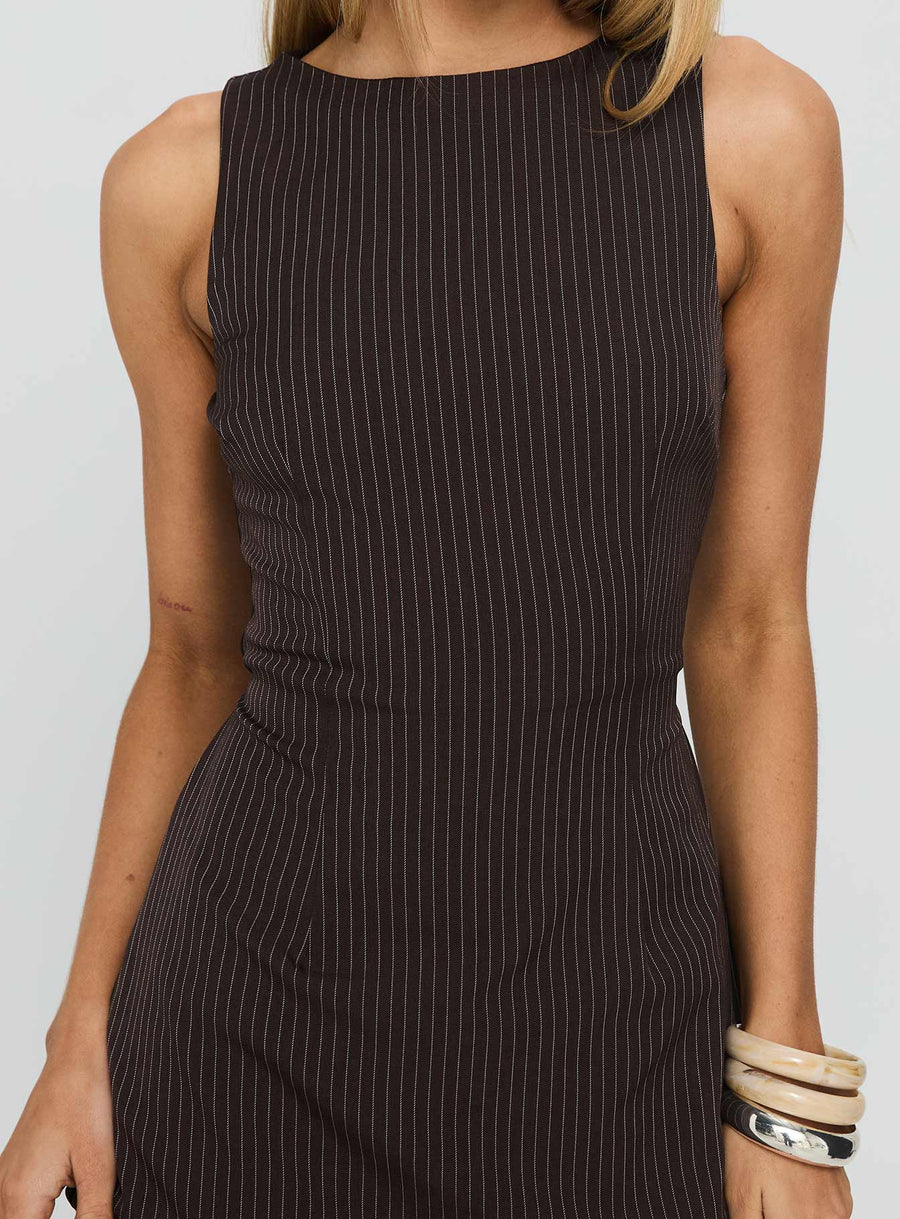 Yumiko Romper Brown Pinstripe Petite · photo 6
