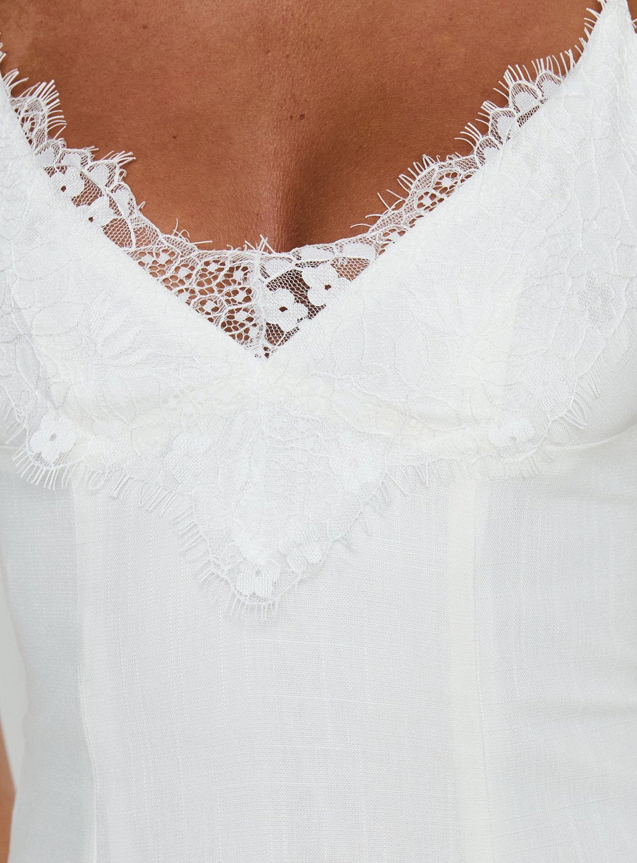 Bloomie Lace Godet Mini Dress White · photo 6
