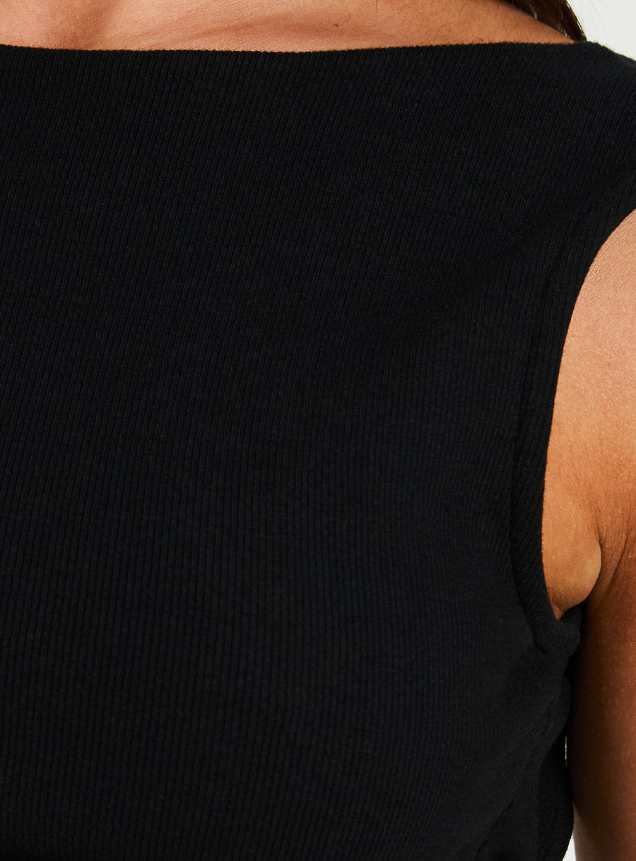 Baseline Rib Boat Neck Low Back Top Black · photo 6