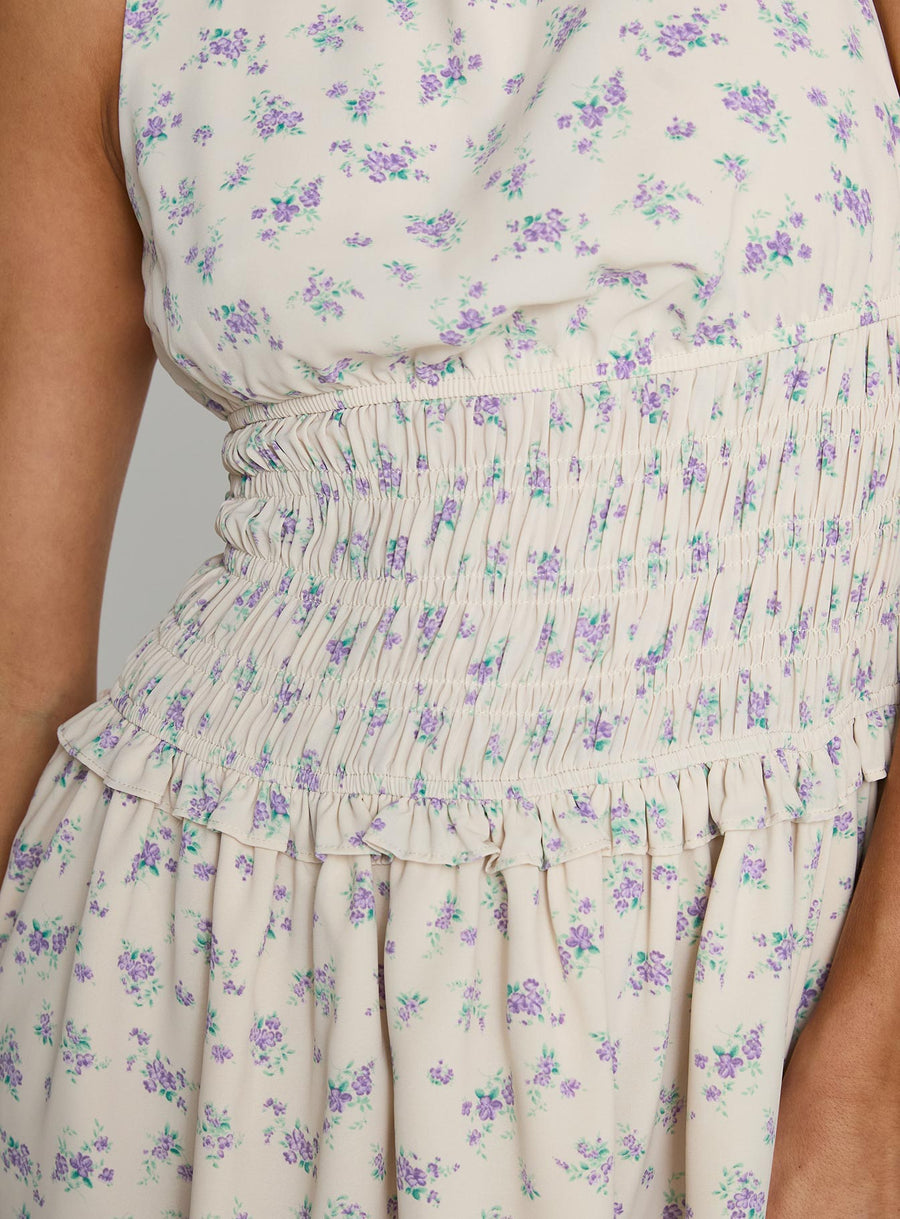 Yennifer Shirred Mini Dress Floral Multi · photo 6