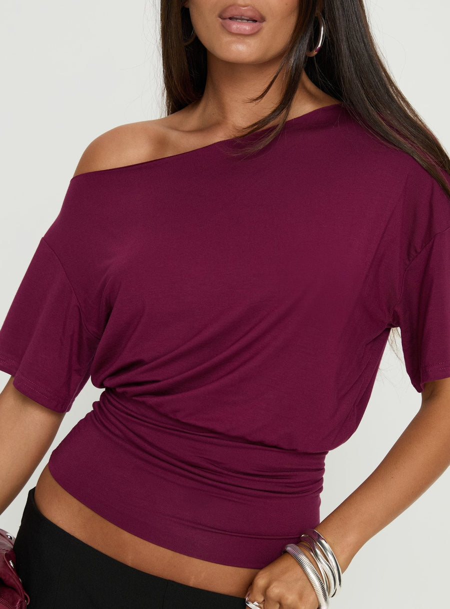 Ashlinn Off Shoulder Drapey Top Cherry Lacquer · photo 6