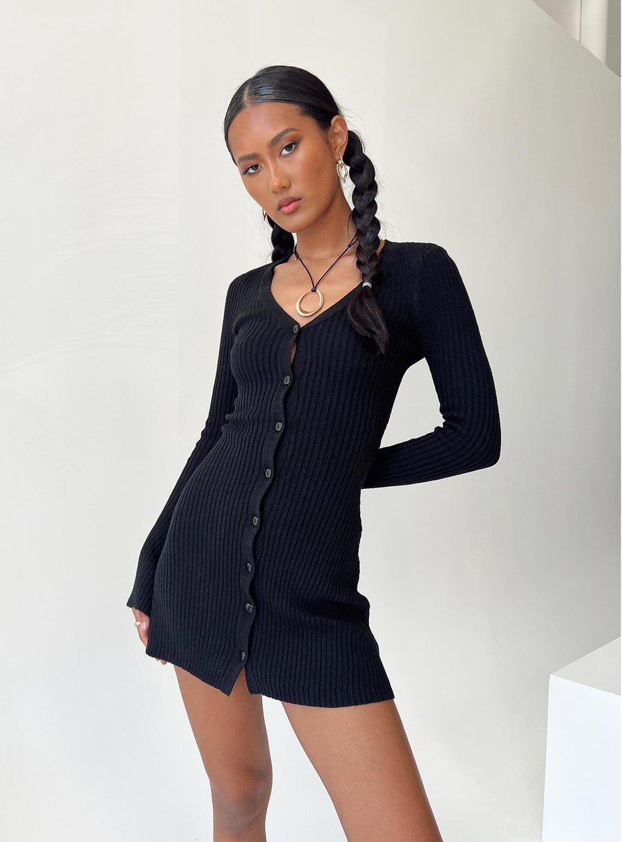 Waldin Long Sleeve Mini Dress Black · photo 6