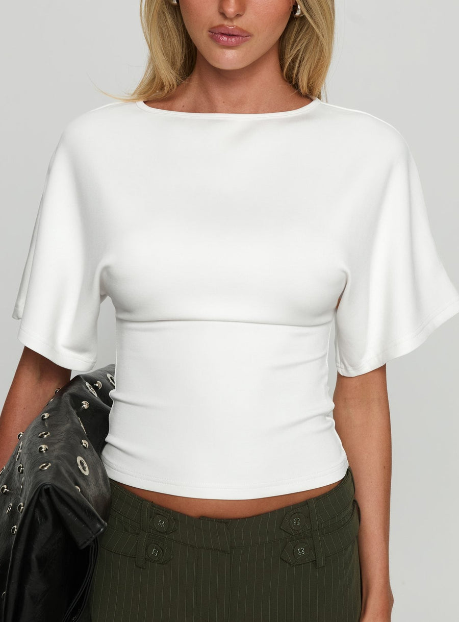 Arazia Cinched Short Sleeve Top White · photo 6