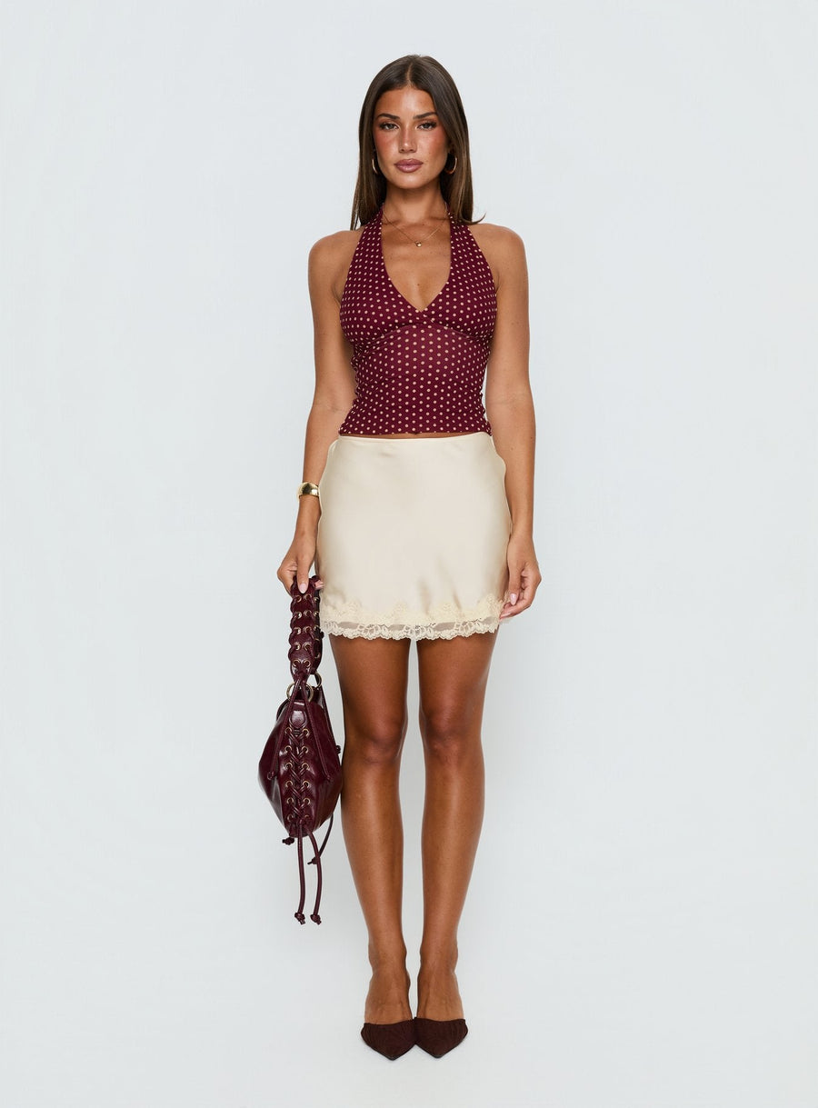 Whimsy Halter Top Burgundy / Lemon Polka · photo 8