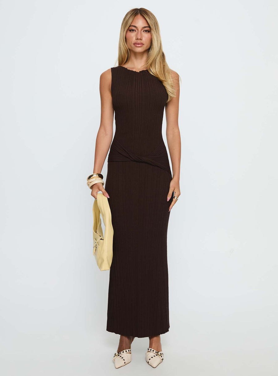 Desirous Rib Twist Maxi Dress Brown · photo 6