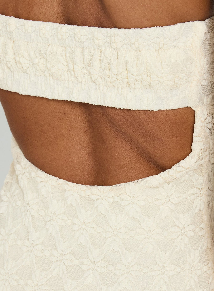 Aryela Strapless Textured Maxi Dress Cream · photo 7