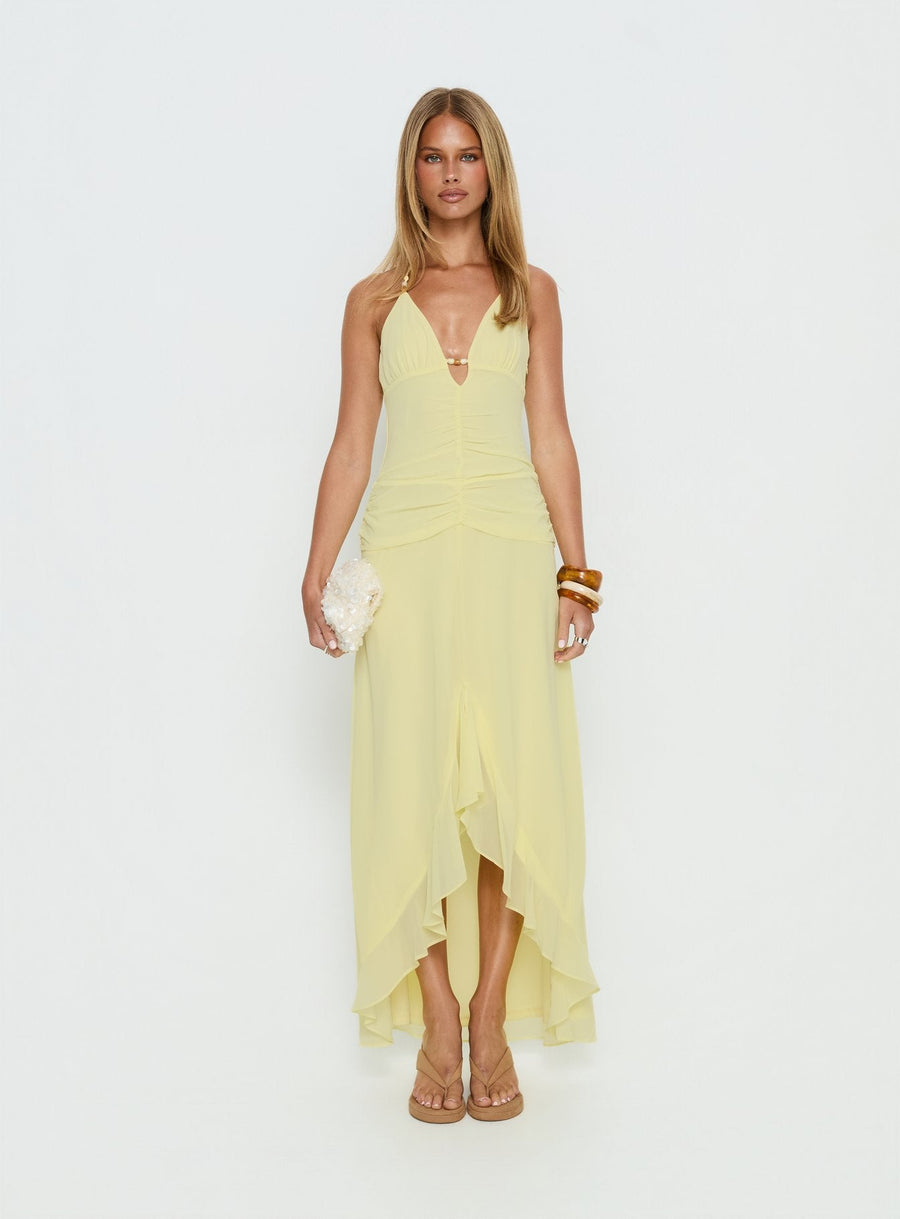Roxine Asymmetrical Halter Maxi Dress Yellow · photo 6