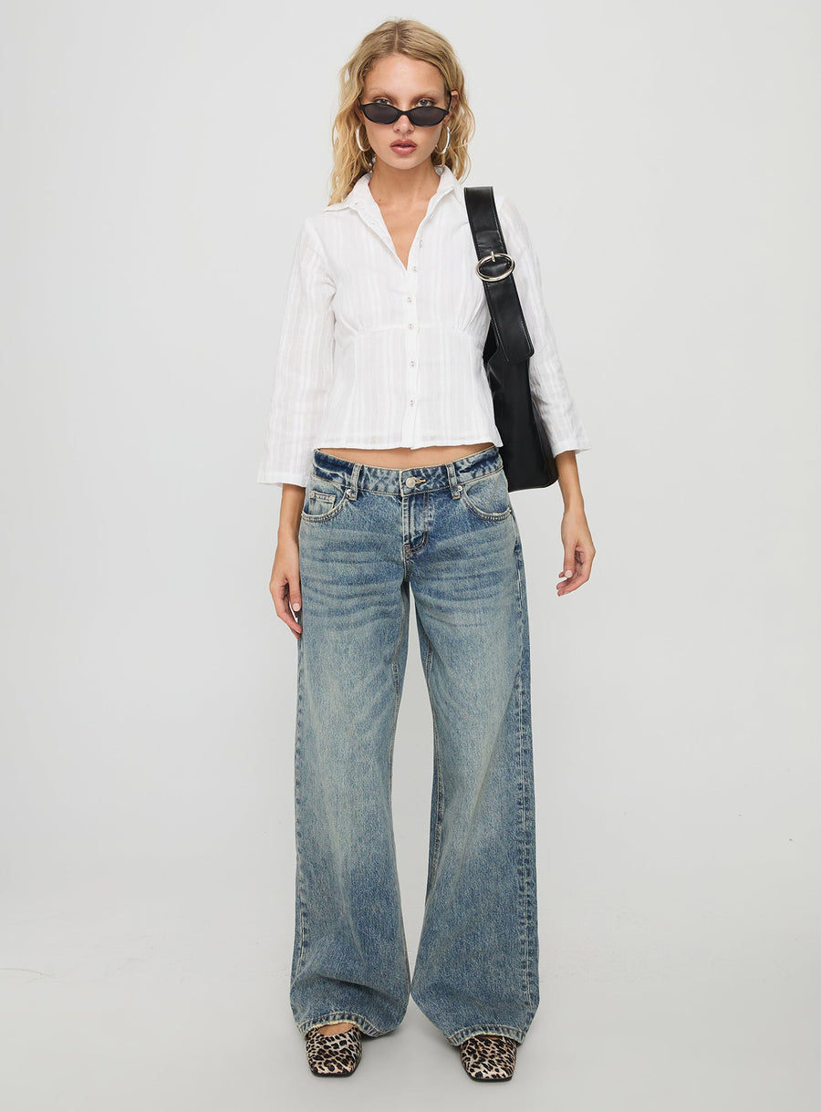 Taelynn 3/4 Sleeve Button Up Shirt White · photo 7
