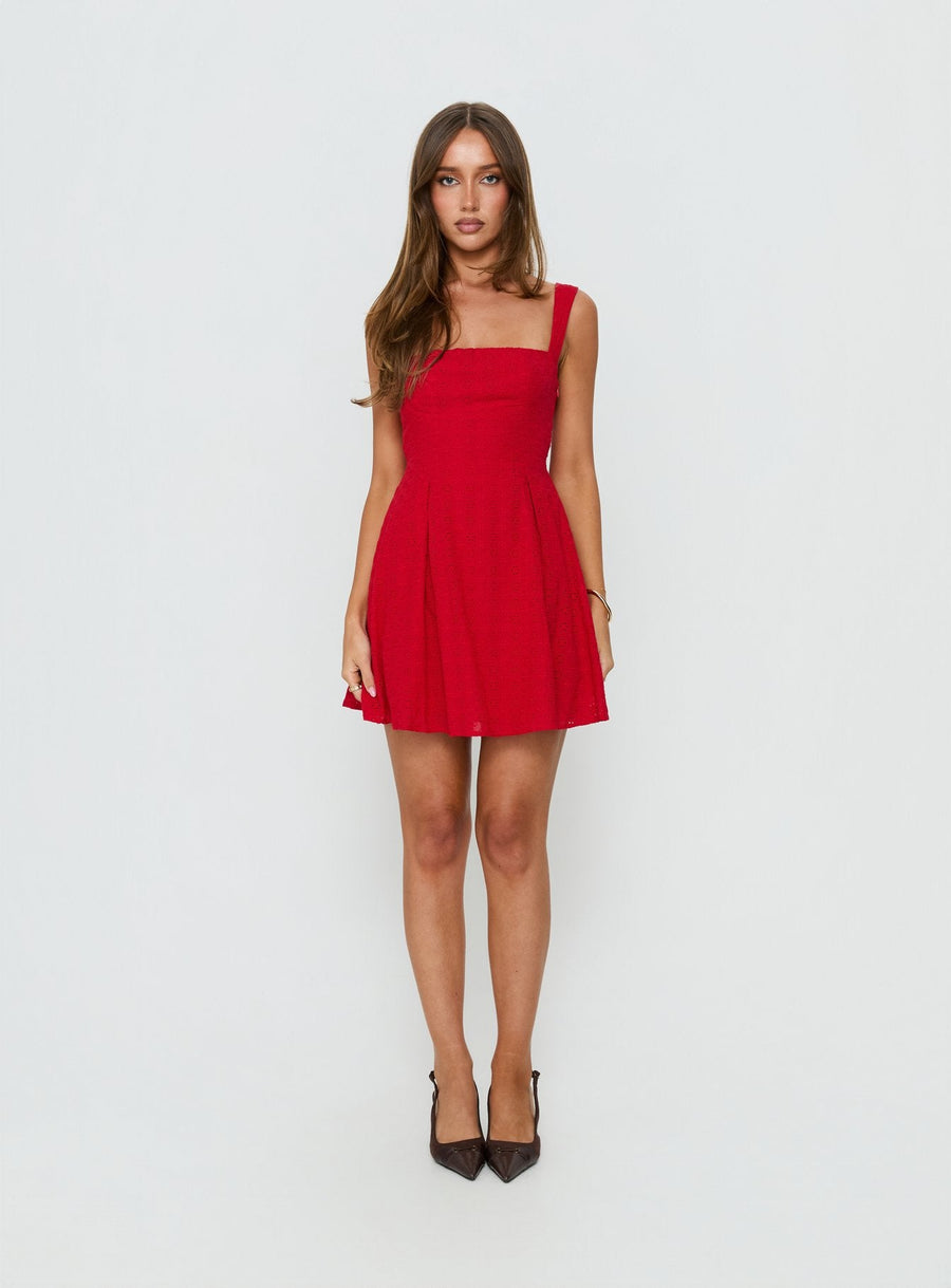 Xanthus Embroidered Mini Dress Red · photo 7