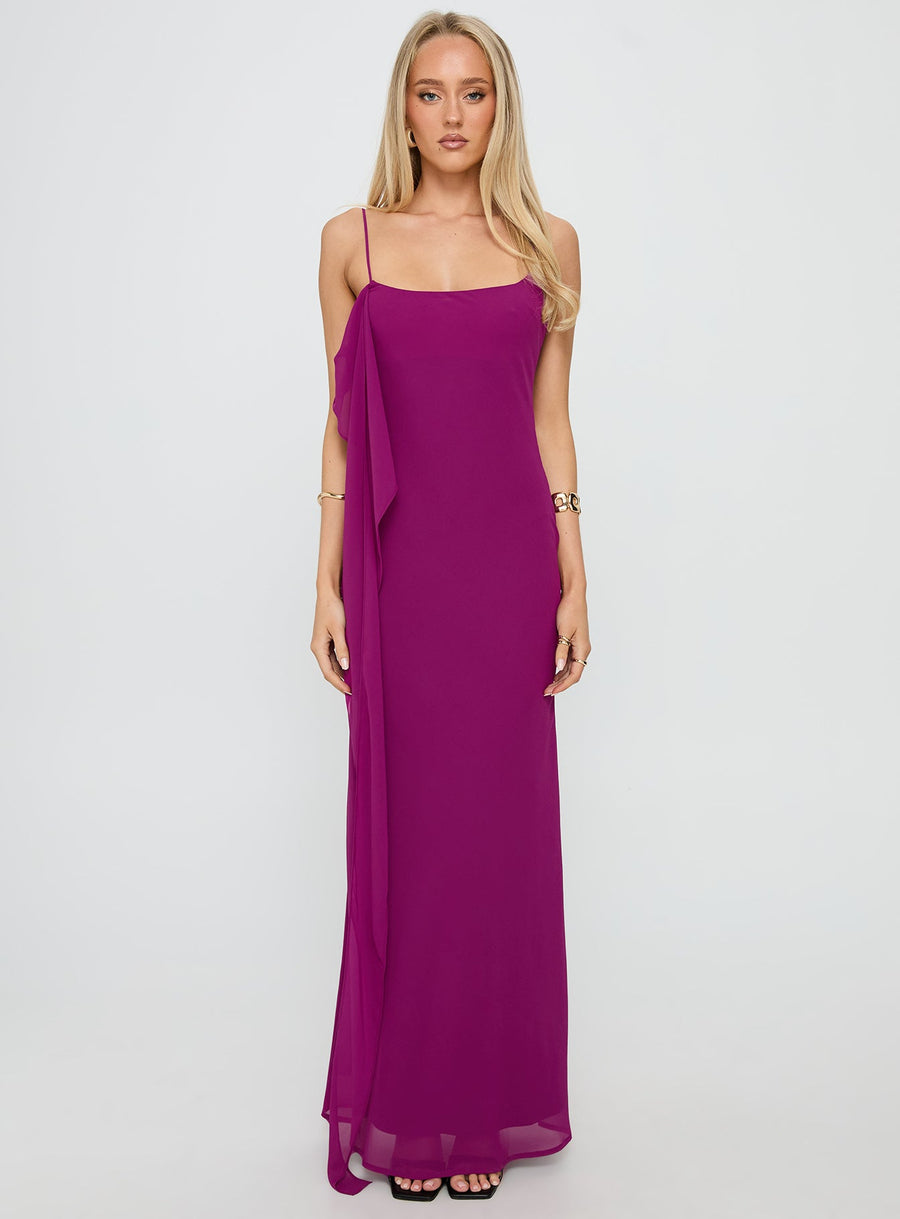 Syrina Cowl Neck Scarf Maxi Dress Berry · photo 7