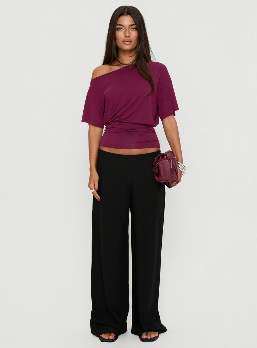 Ashlinn Off Shoulder Drapey Top Cherry Lacquer · photo 7