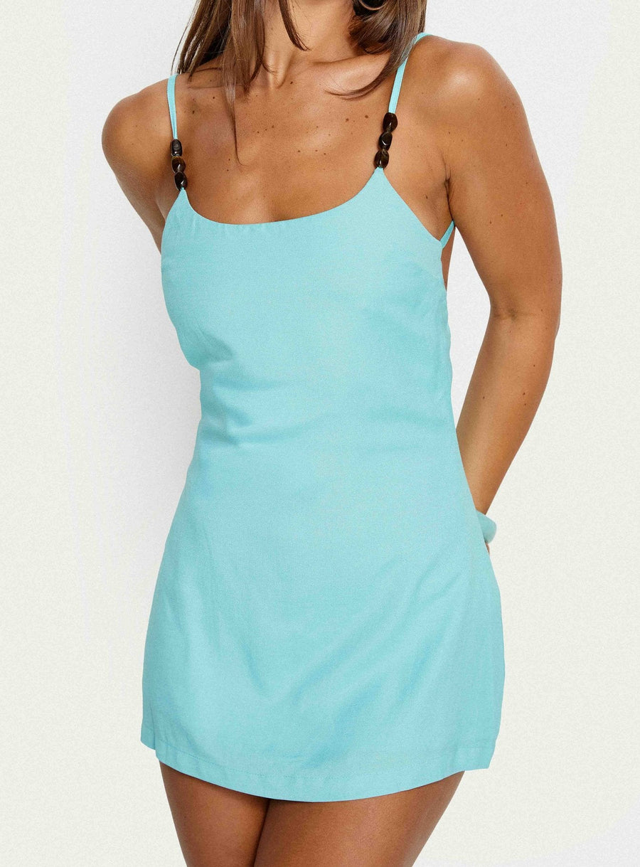 Akimo Beaded Mini Dress Aqua · photo 8