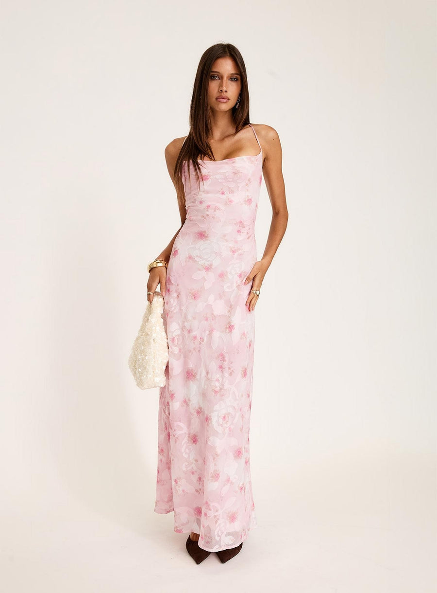 Celena Maxi Dress Pink Floral Burnout · photo 8