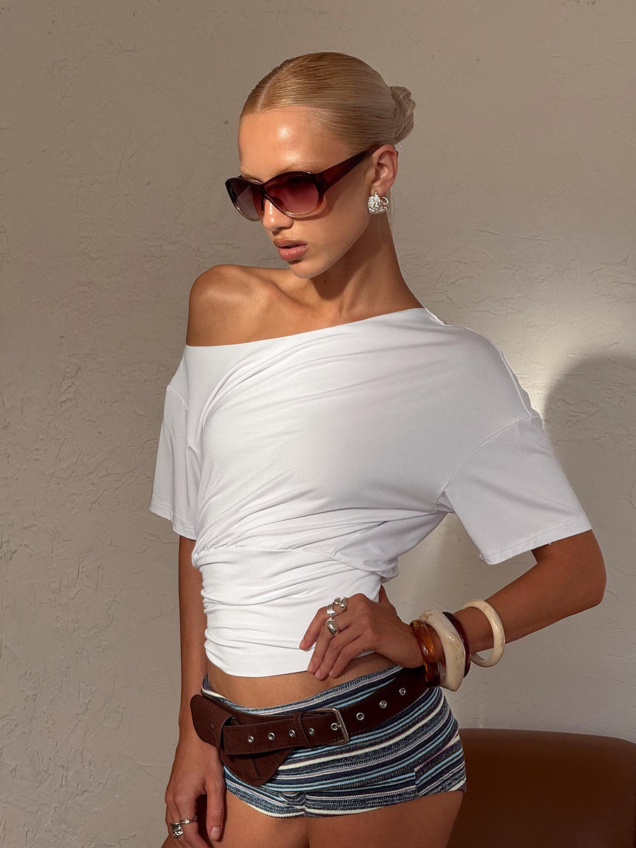 Ashlinn Off Shoulder Drapey Top White · photo 10